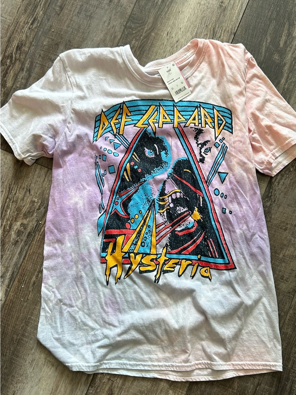 Def Leppard  Kids' Hysteria Tie-Dye Graphic Tee - Pink & Blue